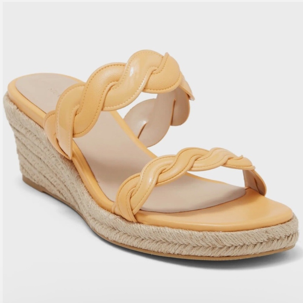 🌹STUART WEITZMAN🌹Twist Espadrille Wedge Sandal Color Mango Size: 7.5